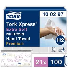 Pappershandduk Tork H2 Xpress extra soft 2-lags vit 34x21cm 21x100st/fp