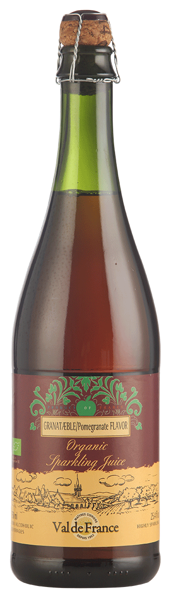 Cider Granatæble u/alkohol Økologisk - Val de France 75 cl..