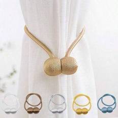 2pcs Magnetic Curtain Tiebacks - Curtain Holders, Suitable For Curtain Decoration In Living Rooms, Bedrooms, Etc.Halloween,Room Decor - Multicolor - Rice Wine,White,Grey,Dark Blue,Purple,Champagne,Black,Pink,Beige,Gold