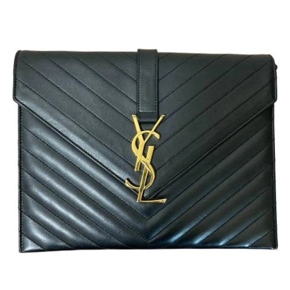 Yves Saint Laurent Vintage Pre-owned BO Monogramme V Stitch Chain Skuldertaske - Vintage - Dame - Sort - ONE SIZE - Uld