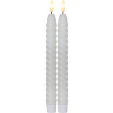 LED ANTIKLJUS FLAMME SWIRL VIT 2-Pack - 25cm / Batteridrivet med Timer