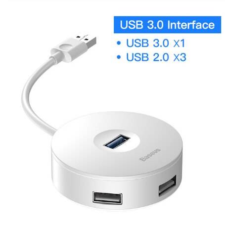 Baser usb c hub usb 3.0 hub splitter flera usb hab typ c hub 2.0 multi hab expander 4 port hub för pc laptop - 10cm vita usb 3.0