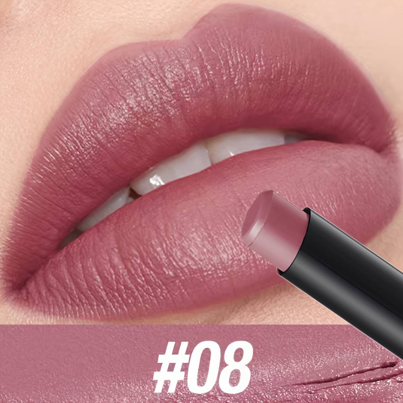 TEMU This Matte Lipstick With A Slanted Tip In A Single Pack, Offering Long-lasting Wear, Hydration, And Is In 8 Shades