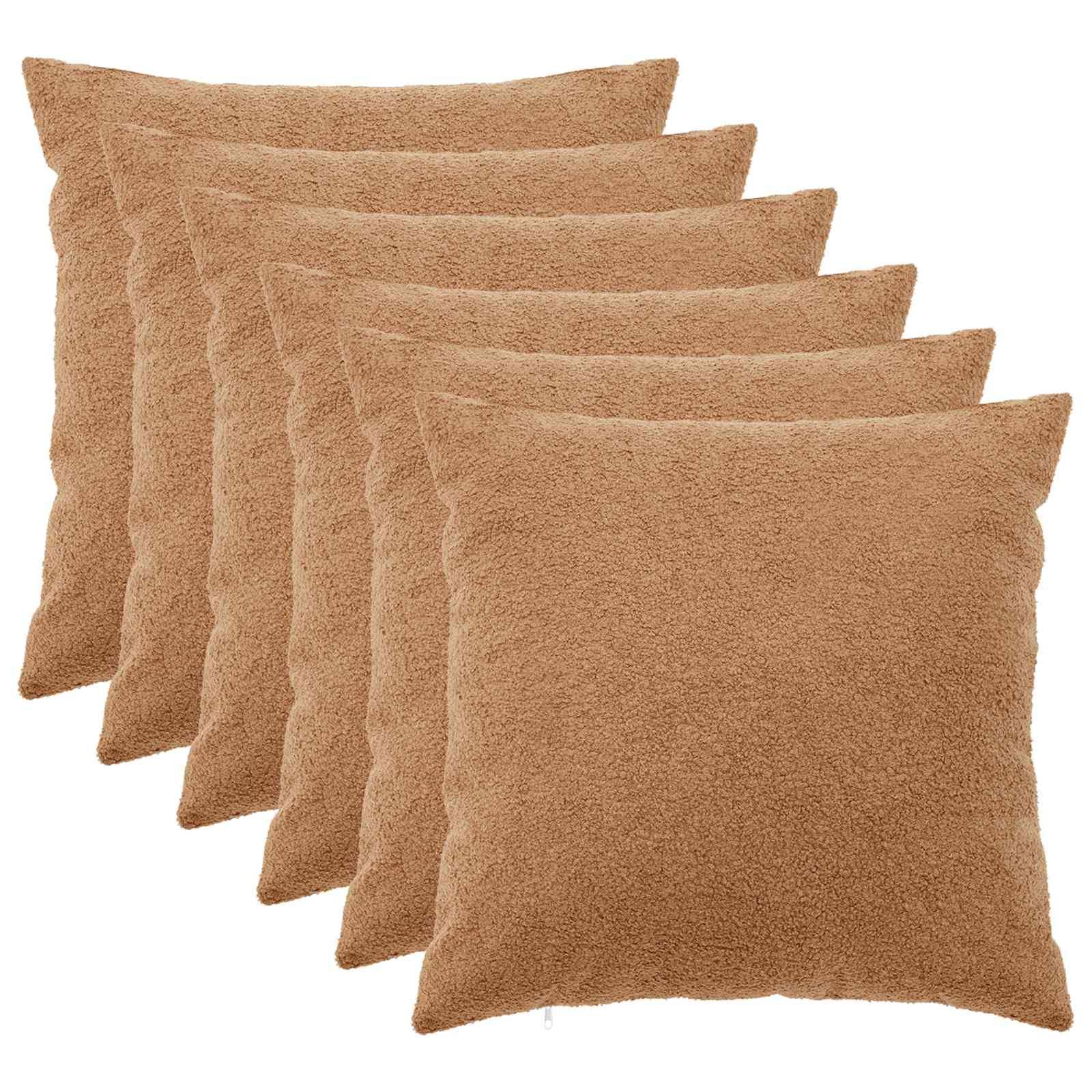 vidaXL Pudebetræk 6 pcs HEERLEN Beige 65 x 65 cm Bouclé