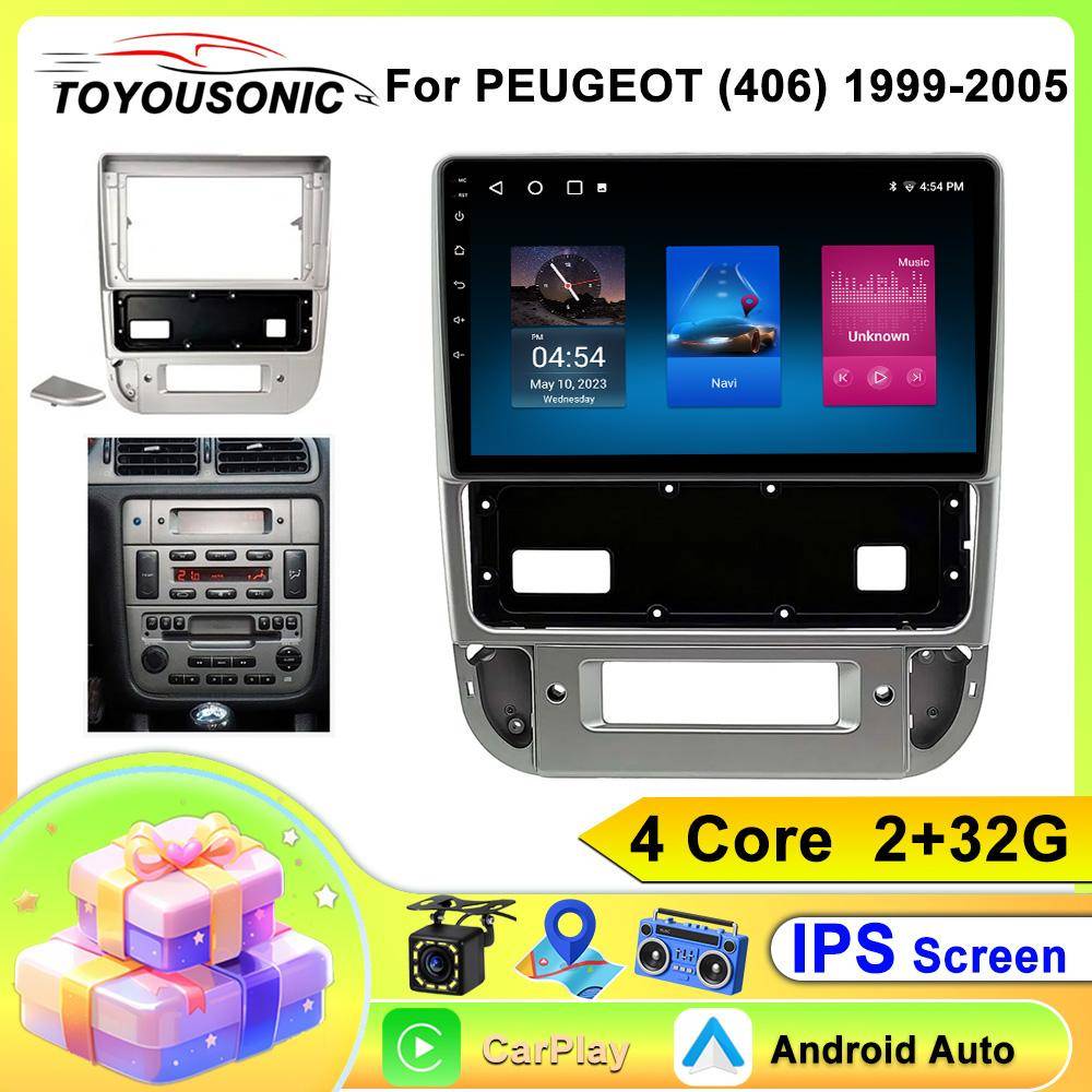 2din Android Bilradio För Peugeot 406 1999-2005 Multimediaspelare Stereo Navigation GPS Carplay Auto Ljud WIFI Huvudenhet