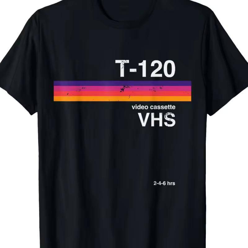 Retro VHS Video Mönster T-shirt Sommar Trendig Street Mode Avslappnad T-shirt cm multi