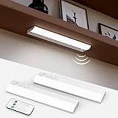 Garderobsbelysning med rörelsedetektor och fjärrkontroll, USB uppladdningsbar skåpbelysning LED rörelsesensor underbyggd lampa kök LED batteri skåpbelysning självhäftande magnetisk LED-list