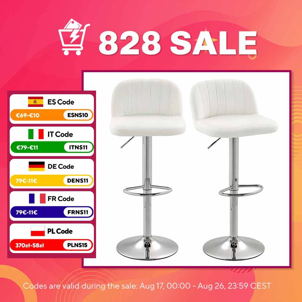 Homcom Set of 2 Kitchen Stools with Adjustable Height 43X45X81-101 cm Cream