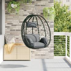 vidaXL Hängande Ägg Stol Basket utan Stöd Antracit Poly Rattan