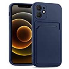 Verco Mobiltelefonskal för iPhone 12 Mini skal silikon, mobiltelefonskal med kortfack tunt skyddsfodral för iPhone 12 Mini fodral – blå