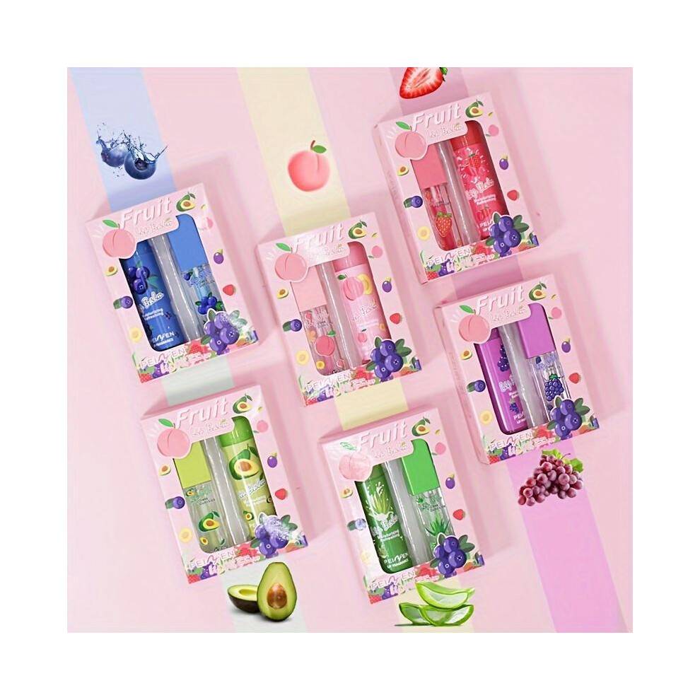(Matches the image) 2Pcs/set Day Night Set Moisturizing Lip Balm Lip Gloss Hydrating Moisturizing Anti-Dry Anti Crack Lip Skin Care