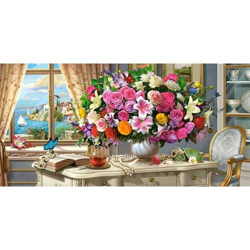 4000 bitar - Summer flowers and cup of tea