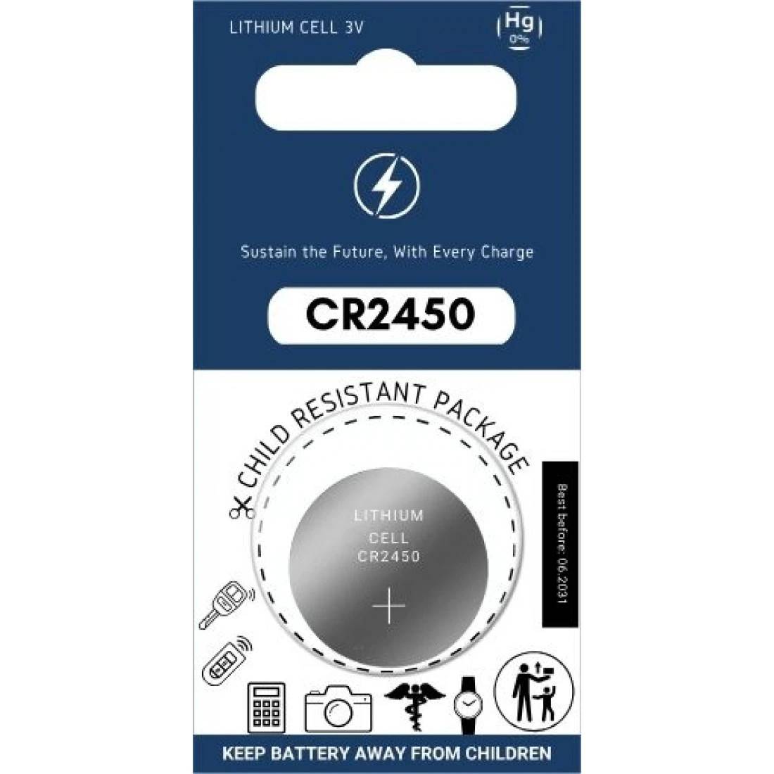 CR2450 Lithium Cell 3V – Knappcellsbatteri