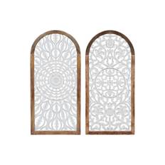 ESPRIT Vit Naturlig Mandala Väggdekoration - 45 x 3,3 x 95 cm (2 Enheter)