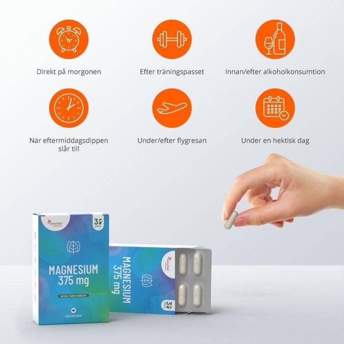 Essentials Magnesium 375 mg, hög dos - veganskt, 60 kapslar