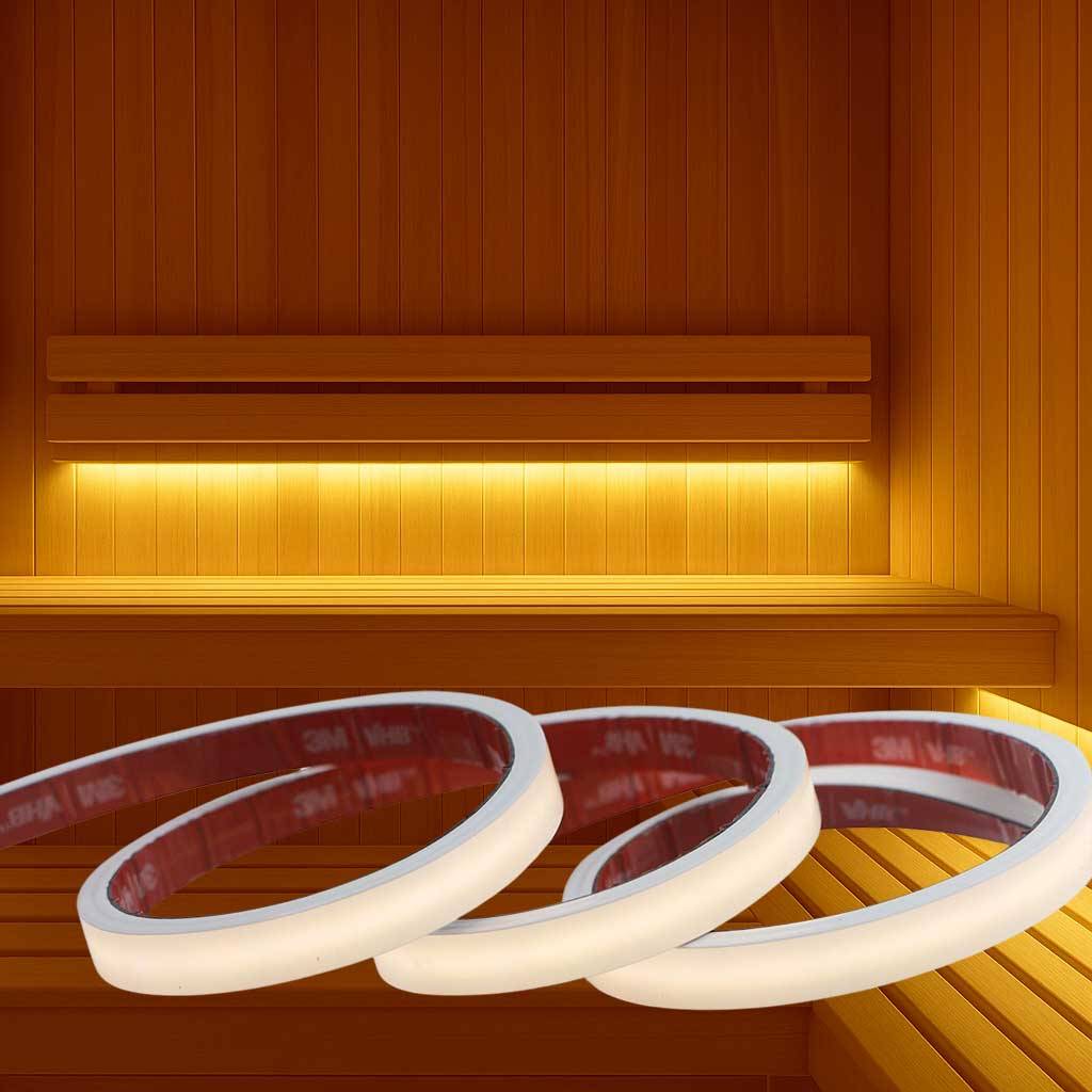 LED Bånd, Sauna COB strip, 10W/m, 2200K, Ra90, 5meter.