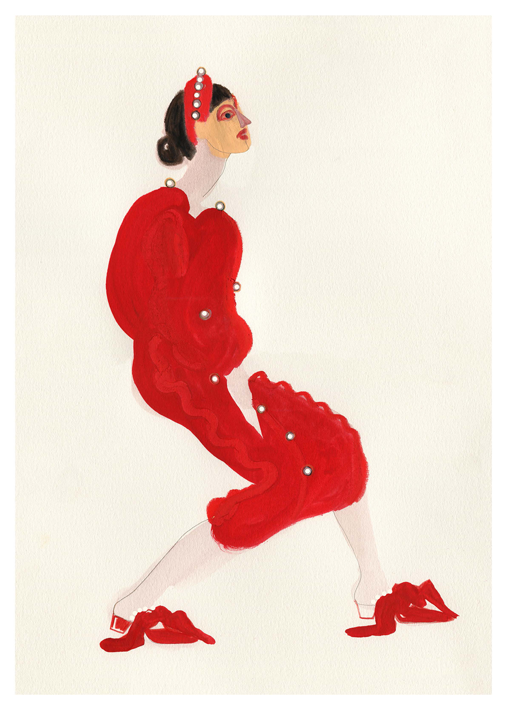 Red with Pearls - 70x100 cm (70x100 cm)