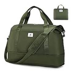 SKYSPER sportväska 50 l vikbar resväska handbagage män kvinnor weekender duffle bag för flygplan resor fitness, Olivgrön, Resväska