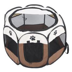 Pet Cat Dog Portable Foldable Cage Exercise & Play Tent Mesh Cover Indoor/Outdoor Use Coffee vit
