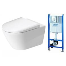 Duravit D-neo Rimless toiletpakke inkl. sæde m/soft-close, cisterne og krom betjening