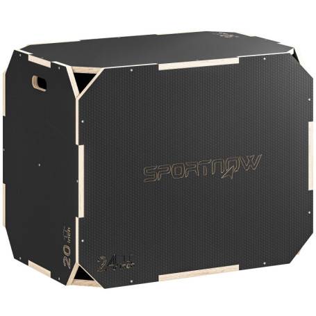 Plyobox rundade kanter Med Handtag 3-i-1 Svart Trä 120 kg