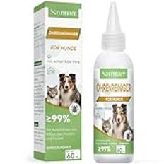 Nayrmaer öronrengöring hund, 60 ml hundöra rengöringslösning mot öronkvalster mild vård vid klåda i örat, örondroppar kvalster, öra rengöring för hundar, katter och alla andra djur hund (QJY001DE)