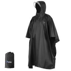 Regn Poncho Vattentät Regnjacka med Huva Lätt Cykel Regnskydd Vandring Huva Jacka Motorcykel Regn Poncho Picknickmatta svart