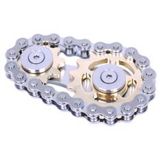 DMaos Fidget Spinner, Linkage Bike Chain Spinner Design 2 växlar Figity Spin Finger Spel, Metall rostfritt stål hållbar mekanik med släta lager, Figit Toy för vuxna barn - Guld