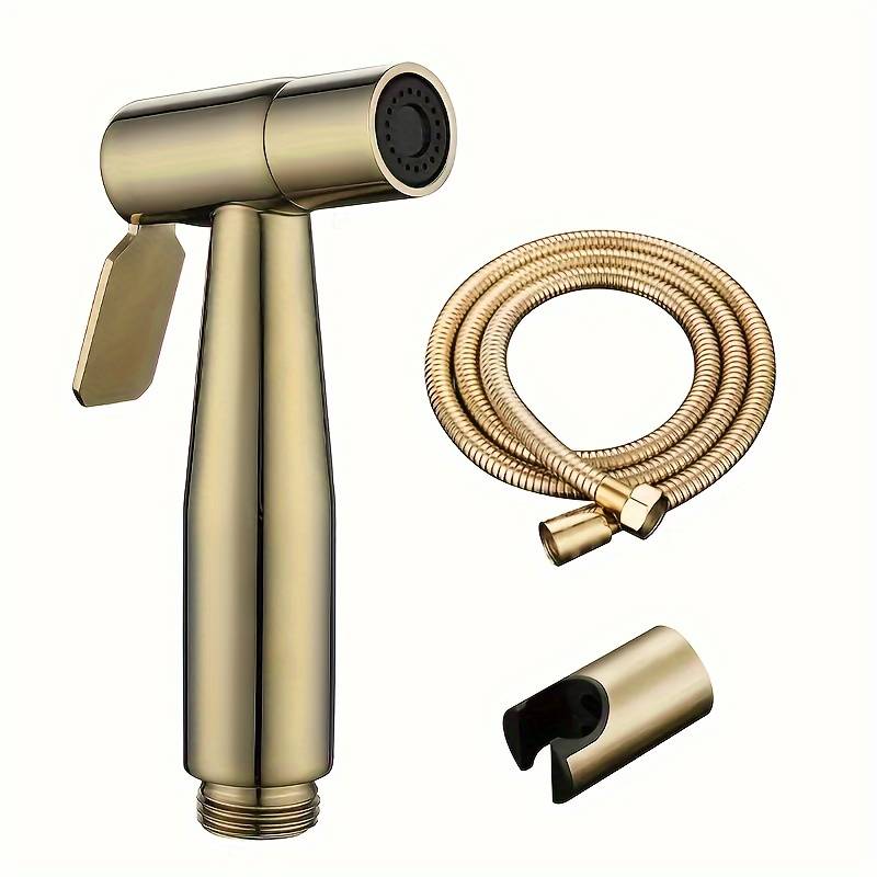 TEMU 3pcs Golden Stainless Steel High-pressure Shower Set With Handheld Spray Gun & Toilet Bidet - Fit For 2cm Installation, No Power Needed