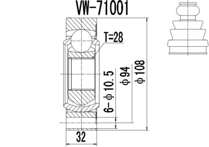 PROCARO 77-VW-040 Drivknutssats Tvåsidig