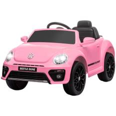 Børneelbil 12V Børnebil med 2,4G fjernbetjening, musik, horn, elbil med LED-lys, USB/MP3-port, 3-5 km/t, til børn 3-5 år, Pink