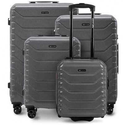 TSA-låst resväskeset 3 eller 4 eller enstaka väska att välja mellan 14" 16" 20" 24" 28" resebagage i polykarbonat, hårt skal, teleskophandtag, 360-hju - Grå (Multi-size)