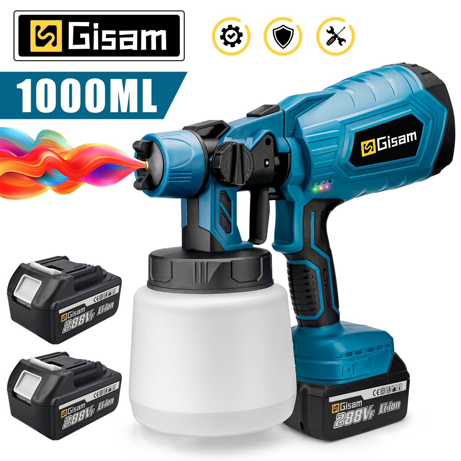 1000ML Cordless Electric Spray Gun HVLP Home Portable Paint Sprayer Auto Furniture Steel Coating Airbrush For Makita 18V Battery