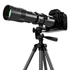 BENOISON Teleobjektiv 420–800mm, EF Objektiv för Canon DSLR, Manuell Fokus MF Zoomobjektiv för Canon 4000D 2000D 1300D 1200D 850D 800D 750D 250D 200D 90D 80D 77D 7D 6D 5D 1D etc DSLR (Svart)