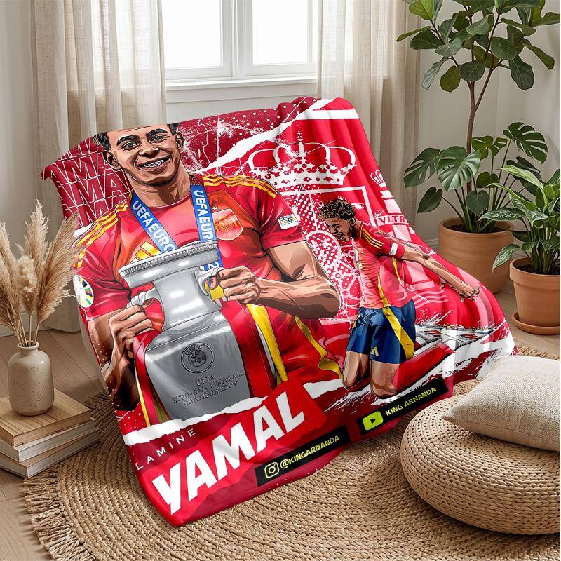 Lamine Yamal Tema filt Mjuk Flanellfilt Plyschpläd Mysig Soffa Sängfilt för Heminredning