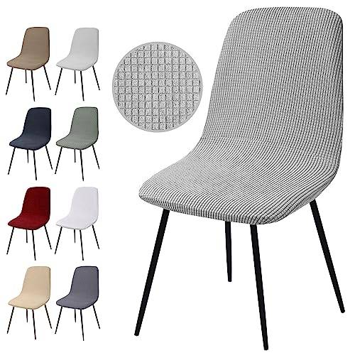 Stolsöverdrag Set om 6 Stretchiga Matstolsskydd Skal Matstolsöverdrag Jacquard Stolskydd Avtagbart Tvättbart Matstolar överdrag för Matsal KöK Bankett Hotell Bröllopsdekoration (Set om 6, Y-Silvergrå)