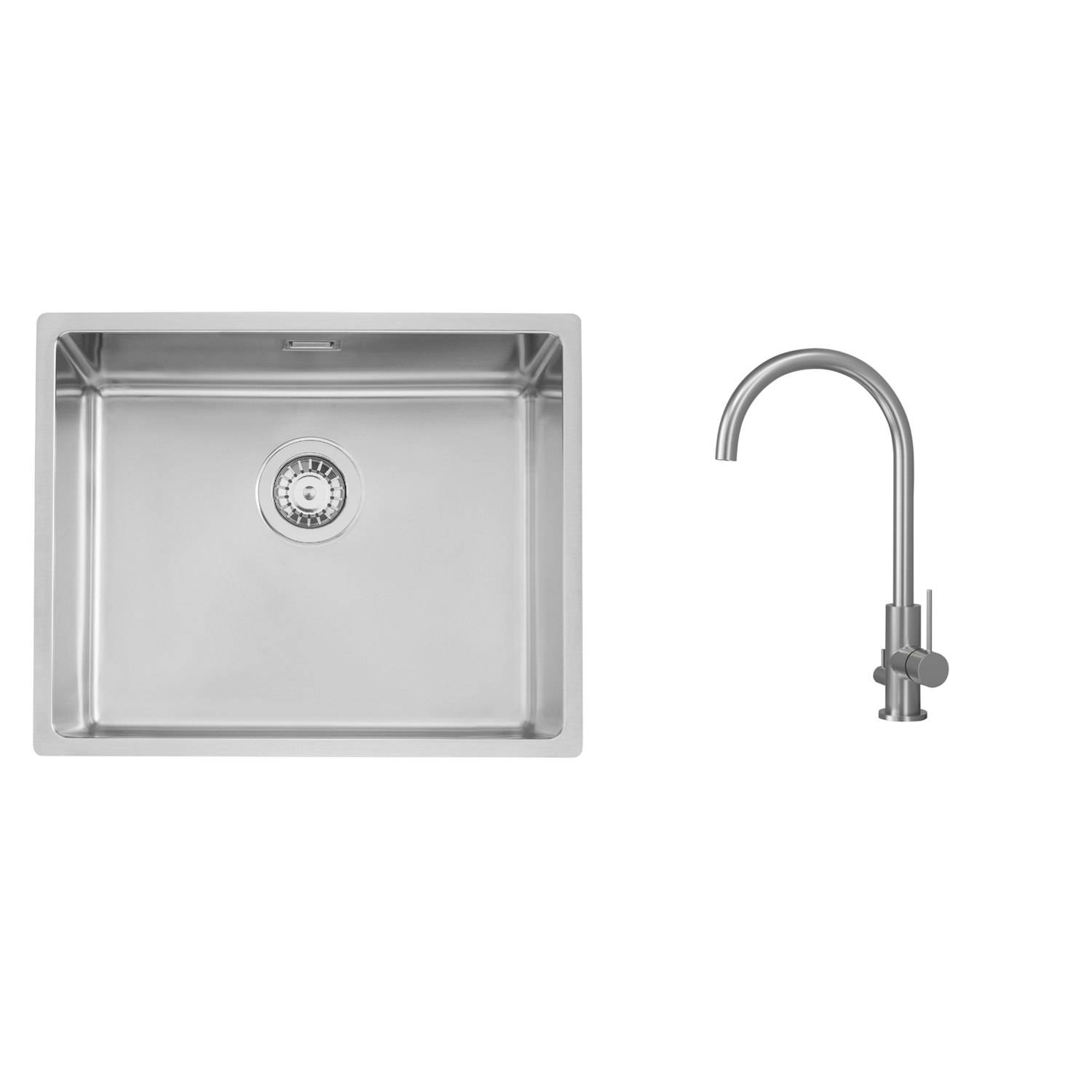 Diskho Stala Lagom-50 med Köksblandare Scandtap Steel Equip D