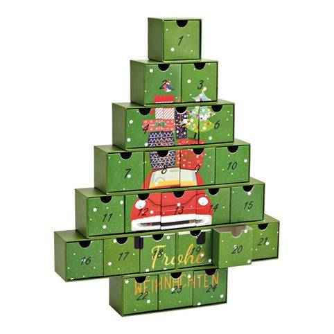 Grøn juletræ pap Julekalender m. bolsjer