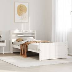 vidaXL Sängram med huvudgavel utan madrass vit 90x200 cm