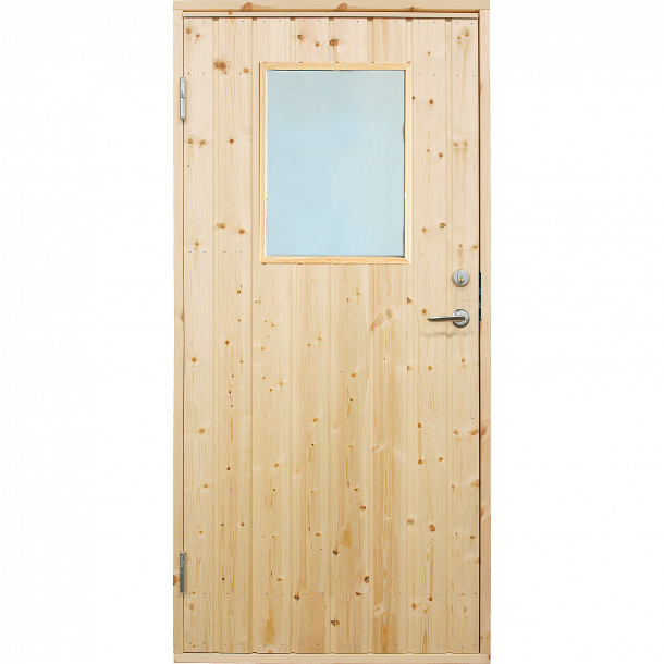 Plus Plus udhusdør, std. m/vindue, panel, Ven. 886x1978mm