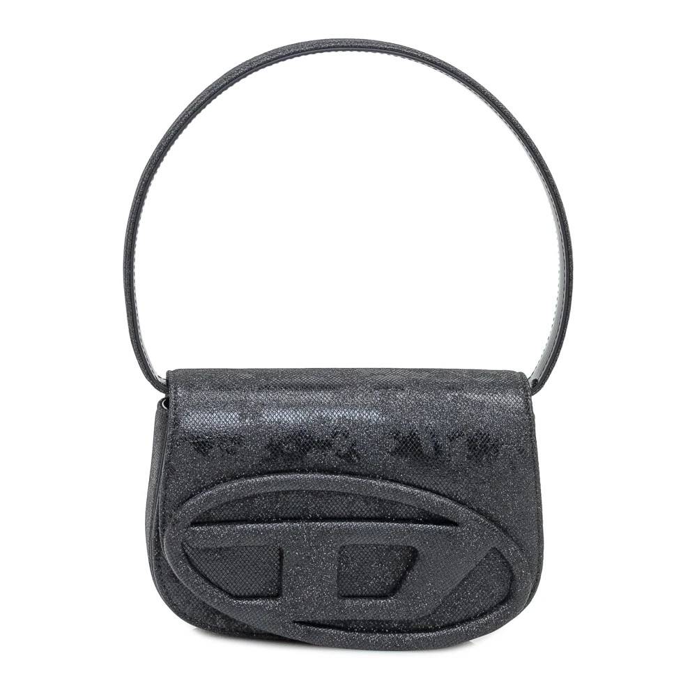 Diesel 1DR Glitter Stof Skuldertaske - Tasker - Dame - Sort - ONE SIZE - Uld