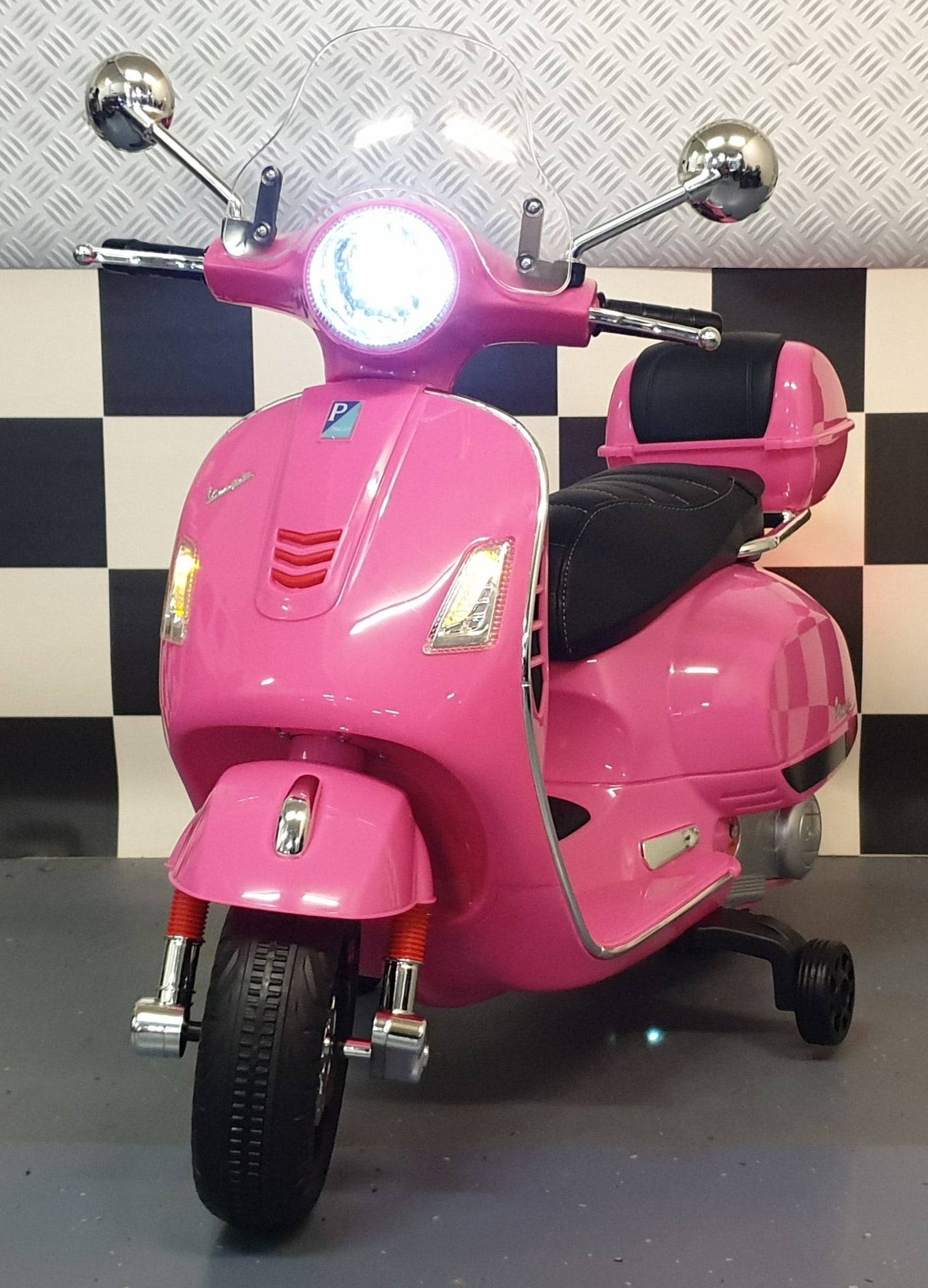 Vespa GTS 12V børnescooter med vindskærm – 1 person, pink - Green
