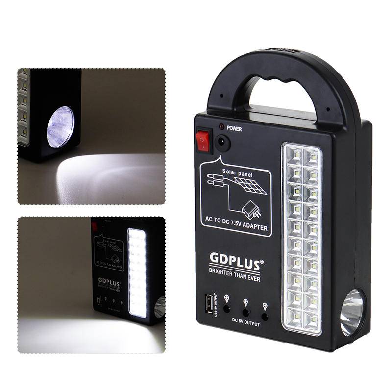 Solpanelssystem med USB-laddare Generator + Pannlampa + 3 LED-ljuskällor