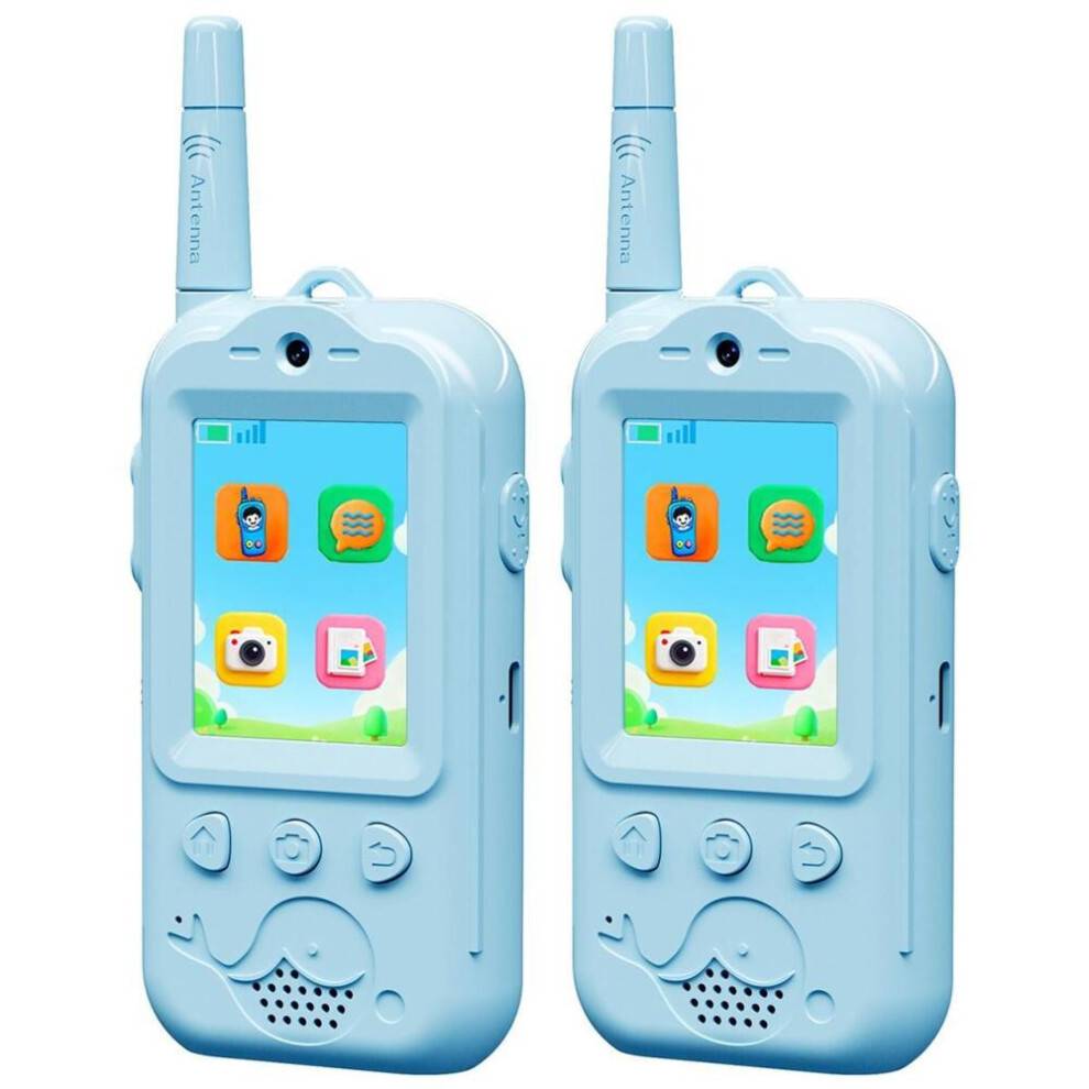 Genopladelig walkie-talkie til børn, med video og kamera – tovejsradioer med en rækkevidde på 3-500 m og stemmeveksler, ideel fød