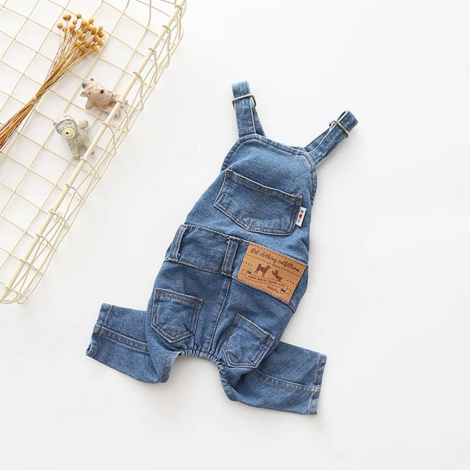 Nya Mjuka Trendiga Husdjursjeansoveraller för Små och Medelstora Hundar - Stilfull Denim Klädsel för Fransk Bulldog - Söta Valpkostymer wi blue