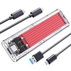 ORICO M.2 NVME SSD-hölje, USB-C-adapter USB 3.1 Gen2 (10 Gbps) externt M2-hölje för PCIe M-Key/B+M Key NVMe SSD 2230/2242/260/2280, röd -TCM2