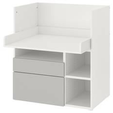 IKEA - SMÅSTAD skrivebord, hvid grå/med 2 skuffer, 90x79x100 cm