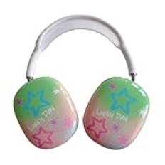 SCJLSDA för Airpod Max fodral, söt rosa femuddig stjärndesign, flickiga damer Kawaii Hsoft TPU öronsnäckor skyddande för Airpod Max öronskydd