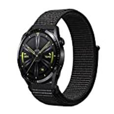 Niboow 22 mm armband för Huawei Watch GT 3 Pro 46 mm/GT 3 46 mm/GT Runner/GT 2 46 mm/GT 2e/GT 2 Pro/GT Classic/GT Sport Active, nylonbyte armband för Huawei Watch 3/3 Pro/Honor GS Pro-svart