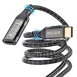 C-förlängning 2m 20 Gbps/240 W, USB-C 3.2 Gen 2 hane till hona förlängare, 4K @60Hz videokabel, kompatibel med MacBook/Magsafe laddare/USB-C-hub/PSVR2